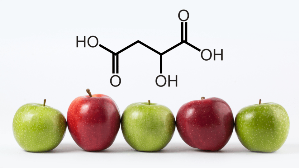malic acid chemical structure with apples
