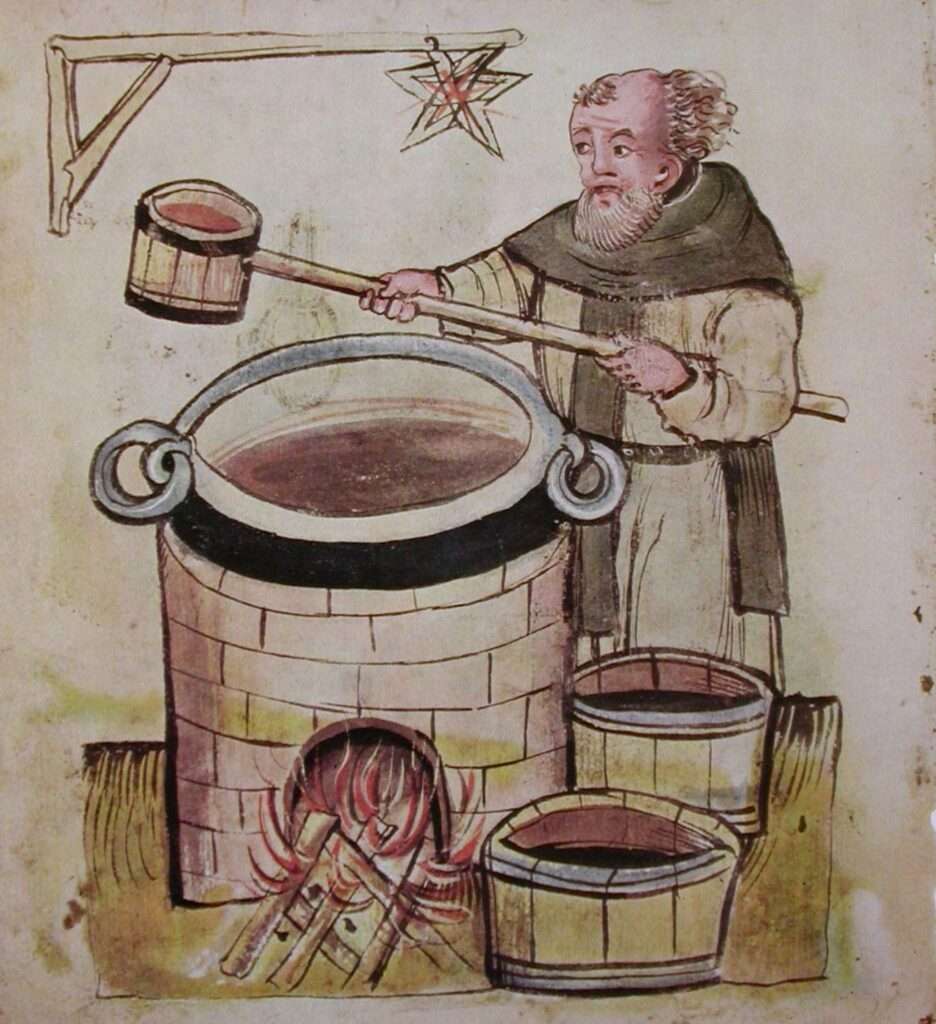 Drawing of a 14th century brewer