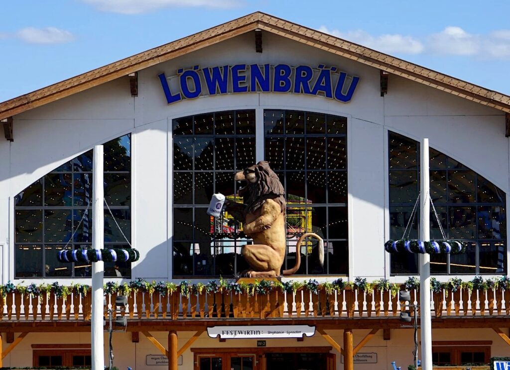Lowenbrau roaring lion at Oktoberfest