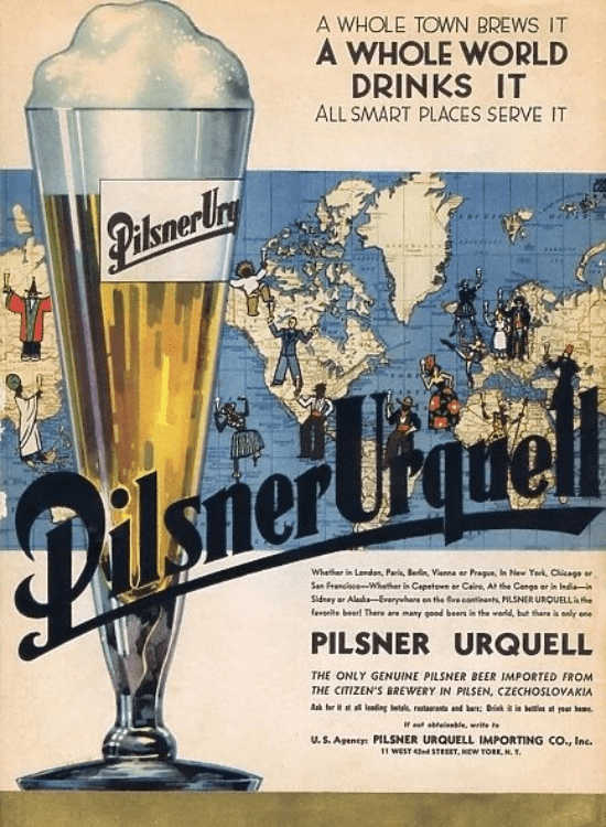 antique Pilsner Urquell poster