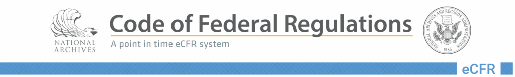 Electronic Code of Federal Regulations website banner