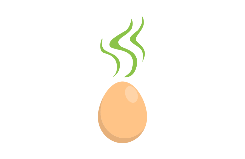graphic of an egg with green odor lines radiating upward